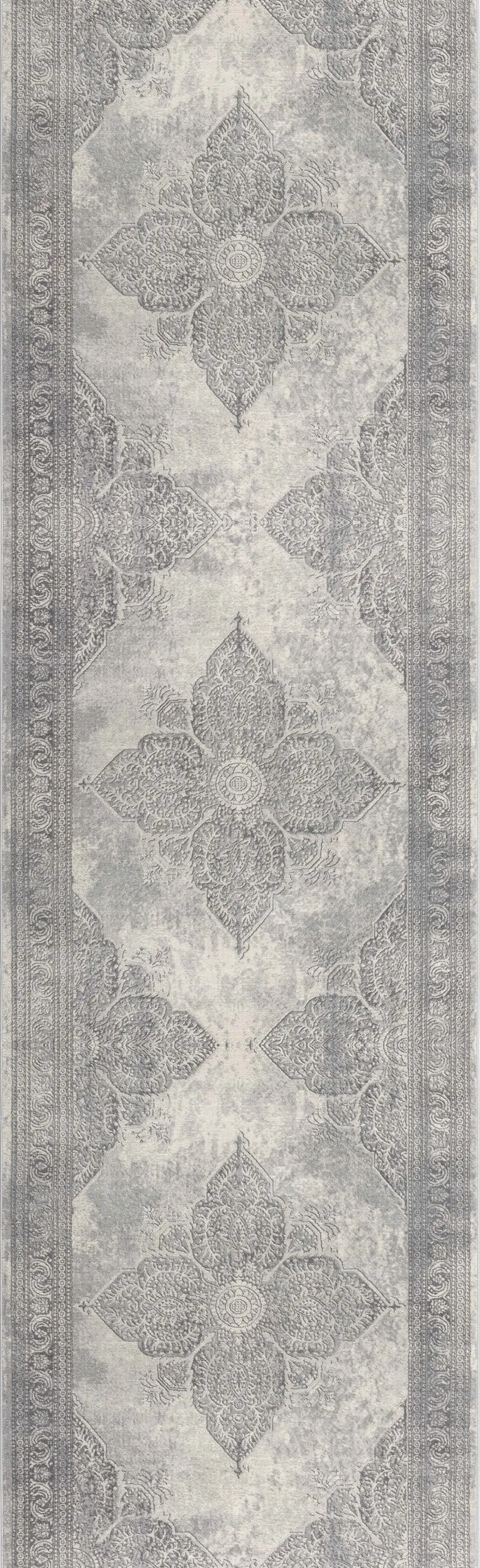 Gray Distressed Medallion Area Rug Photo 3