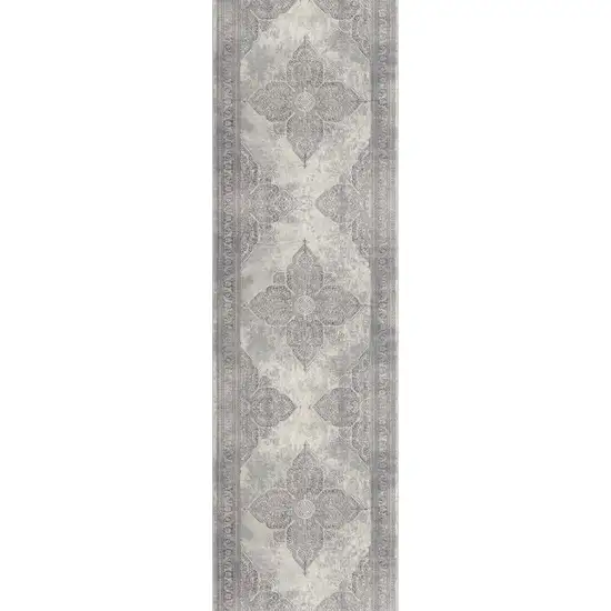 Gray Distressed Medallion Area Rug Photo 3