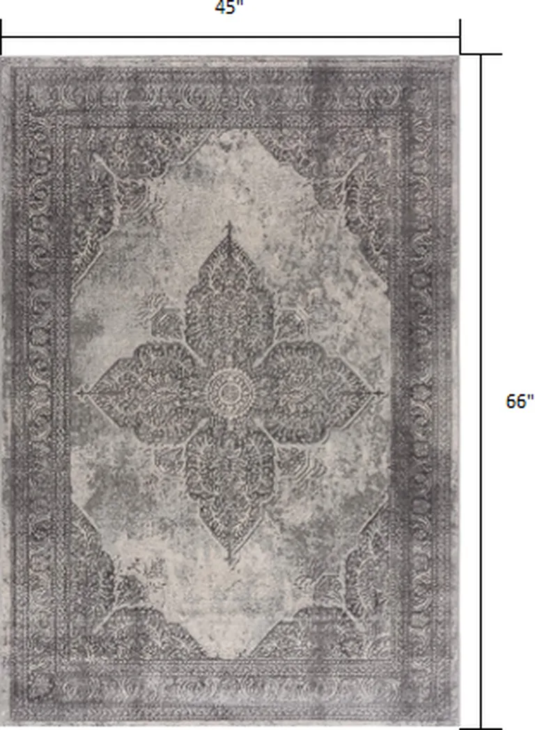 Gray Distressed Medallion Area Rug Photo 1