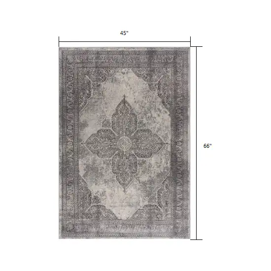 Gray Distressed Medallion Area Rug Photo 1