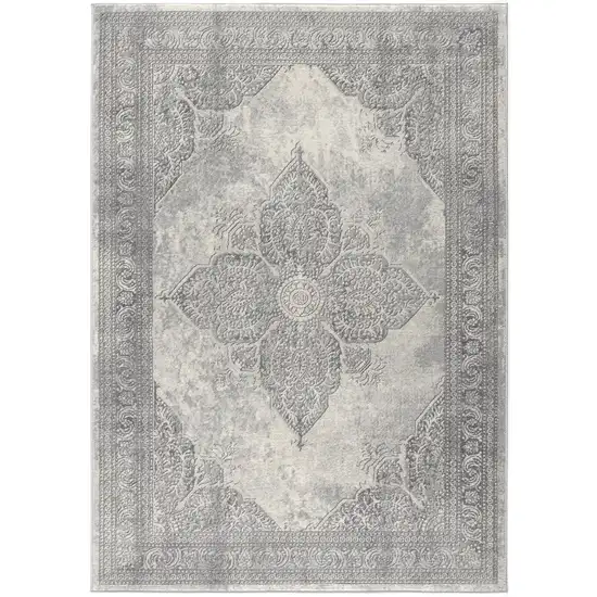 Gray Distressed Medallion Area Rug Photo 4