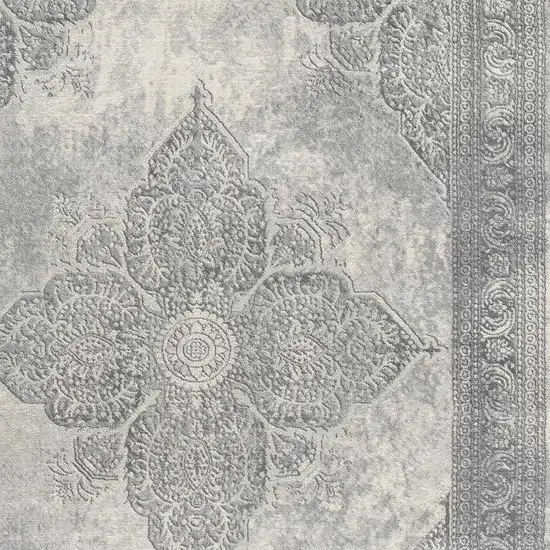 Gray Distressed Medallion Area Rug Photo 3