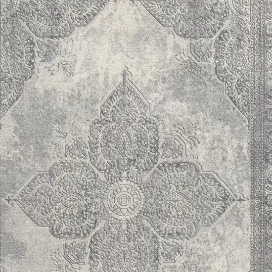 Gray Distressed Medallion Area Rug Photo 5