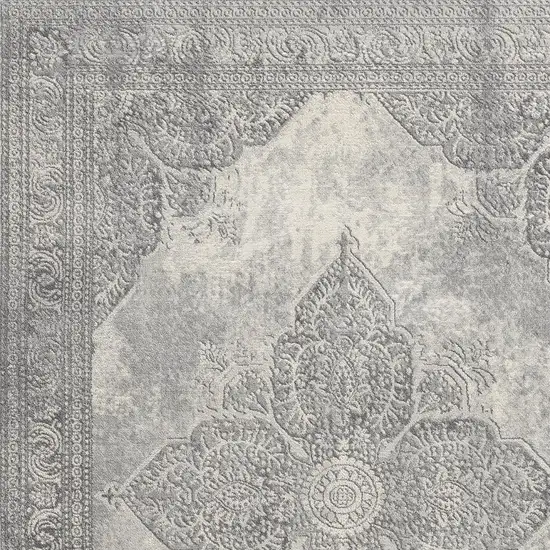 Gray Distressed Medallion Area Rug Photo 3