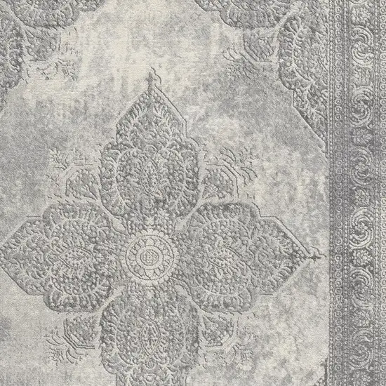 Gray Distressed Medallion Area Rug Photo 5