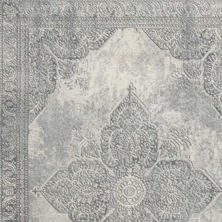 Gray Distressed Medallion Area Rug Photo 3