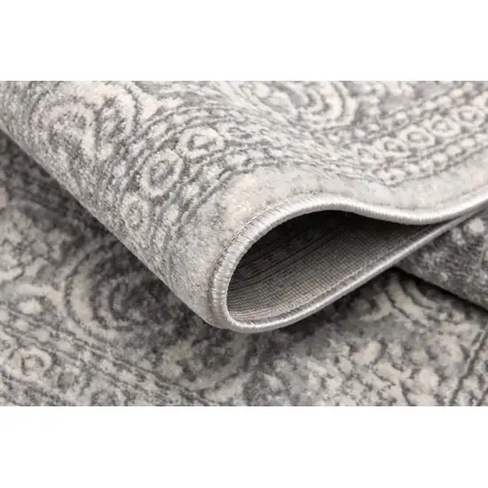 Gray Distressed Medallion Runner Rug Photo 8