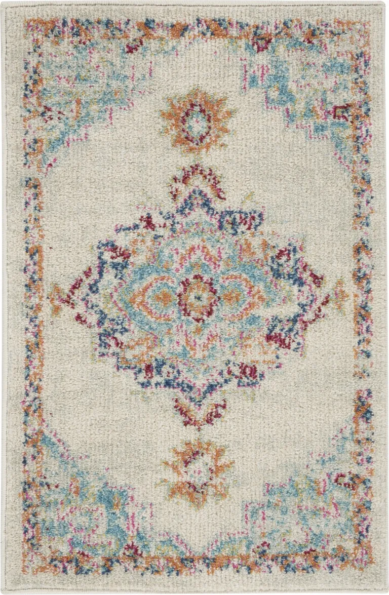 Gray Distressed Medallion Scatter Rug Photo 1