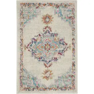 Photo of Gray Distressed Medallion Scatter Rug