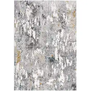 Photo of Gray Distressed Modern Abstract Area Rug