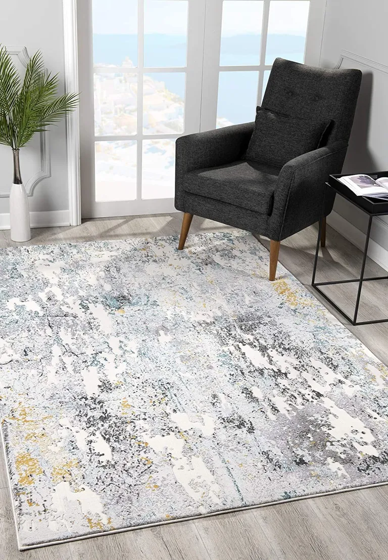 Gray Distressed Modern Abstract Area Rug Photo 4