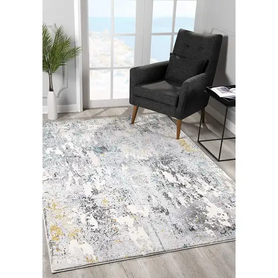 Gray Distressed Modern Abstract Area Rug Photo 4