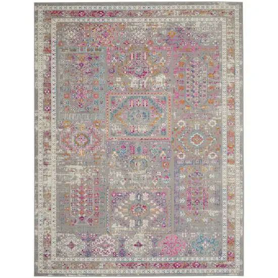 Pink And Gray Abstract Power Loom Area Rug Photo 9