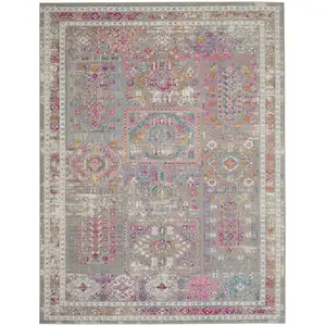 Photo of Gray Distressed Ornamental Area Rug