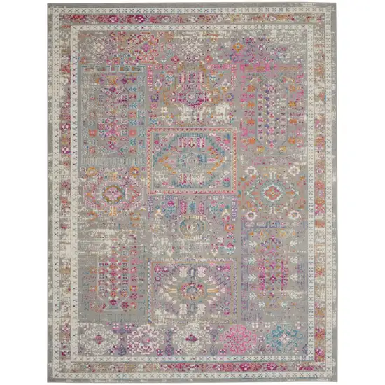 Gray Distressed Ornamental Area Rug Photo 1