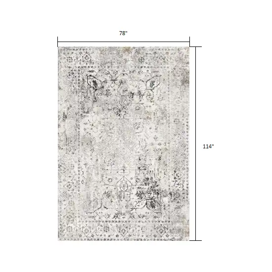 Gray Distressed Ornate Area Rug Photo 1