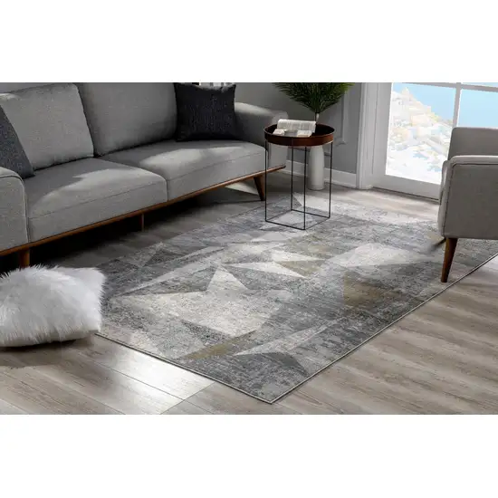 Gray Distressed Prism Modern Area Rug Photo 11