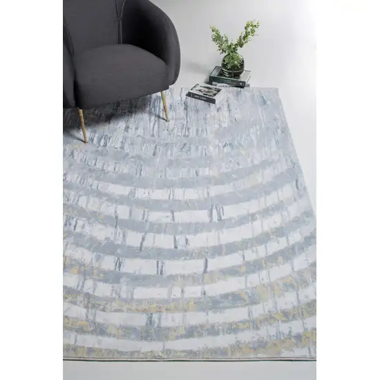 Gray Distressed Steps Abstract Runner Rug Photo 7