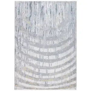 Photo of Gray Distressed Steps Abstract Runner Rug