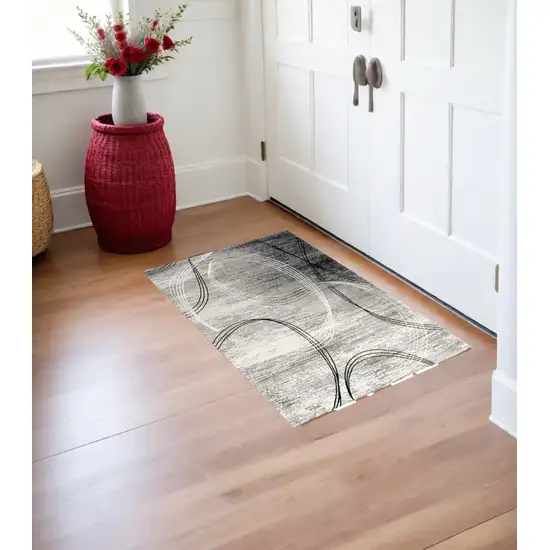 Gray Abstract Dhurrie Area Rug Photo 1