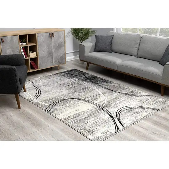 Gray Distressed Swirls Area Rug Photo 4