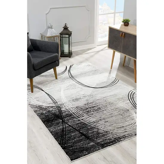 Gray Distressed Swirls Area Rug Photo 6