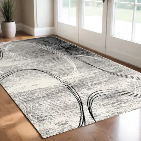 Gray Abstract Power Loom Area Rug Photo 1