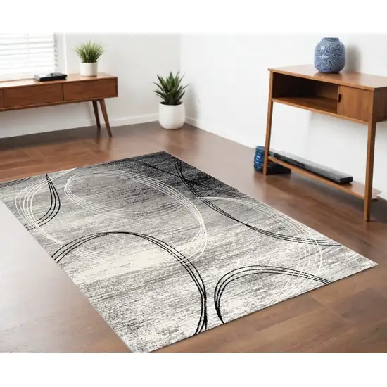 Gray Abstract Power Loom Area Rug Photo 1