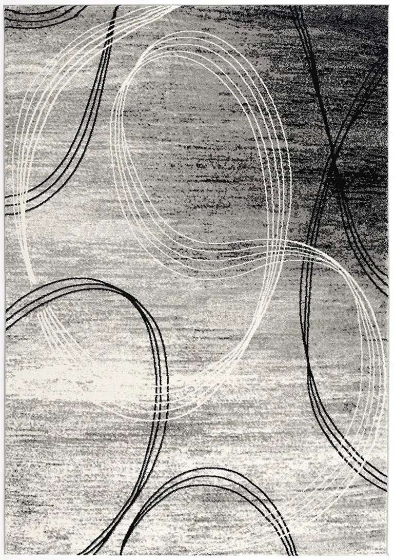 Gray Distressed Swirls Area Rug Photo 3