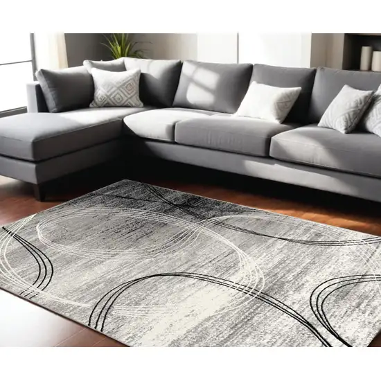 Gray Abstract Dhurrie Area Rug Photo 1