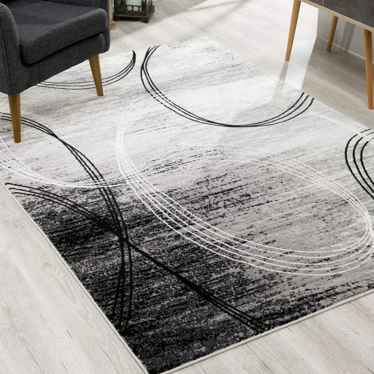 Gray Distressed Swirls Area Rug Photo 2