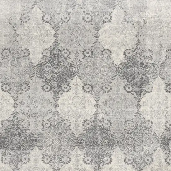 Grey Damask Area Rug Photo 4