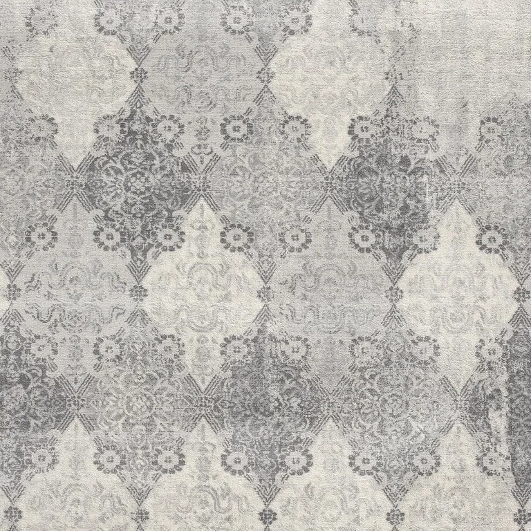 Gray Distressed Trellis Pattern Area Rug Photo 3