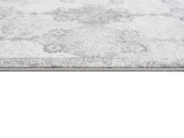 Gray Distressed Trellis Pattern Area Rug Photo 2