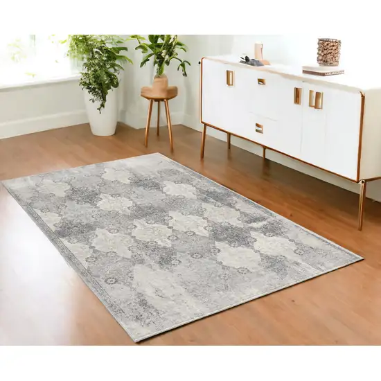 Grey Damask Area Rug Photo 1