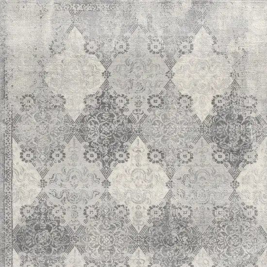 Gray Distressed Trellis Pattern Area Rug Photo 5