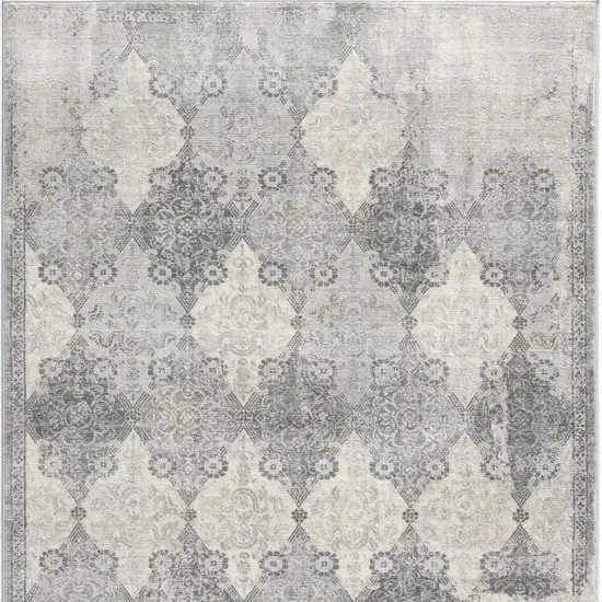 Gray Distressed Trellis Pattern Area Rug Photo 3