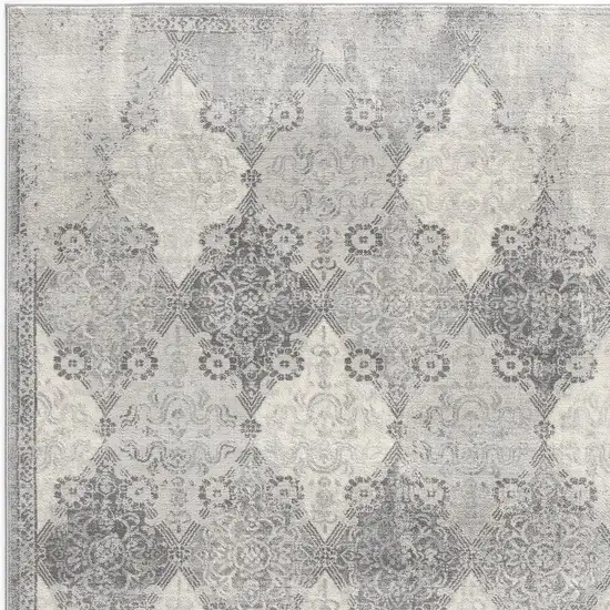 Gray Distressed Trellis Pattern Area Rug Photo 3