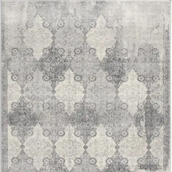 Gray Distressed Trellis Pattern Area Rug Photo 4