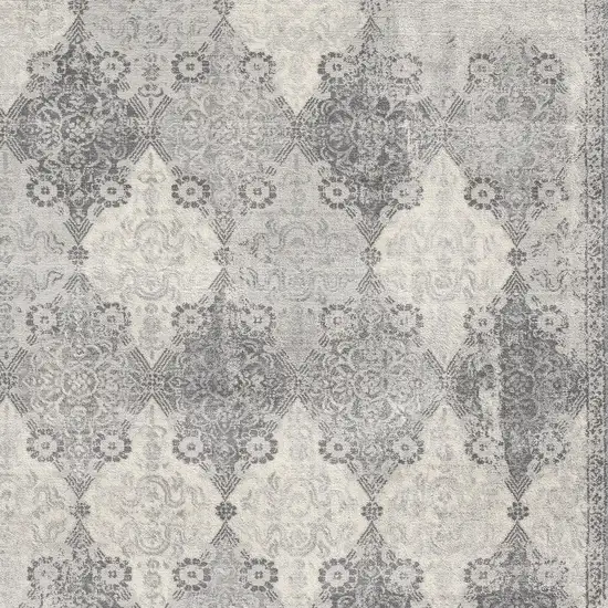 Gray Distressed Trellis Pattern Area Rug Photo 3