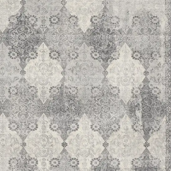 Gray Distressed Trellis Pattern Area Rug Photo 3