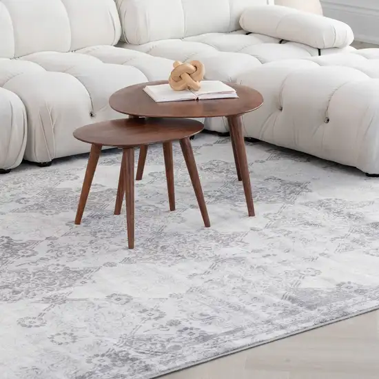 Gray Distressed Trellis Pattern Area Rug Photo 3