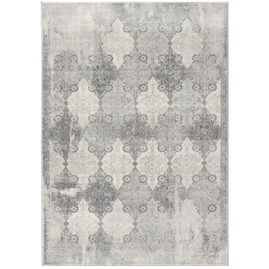 Gray Distressed Trellis Pattern Area Rug Photo 4