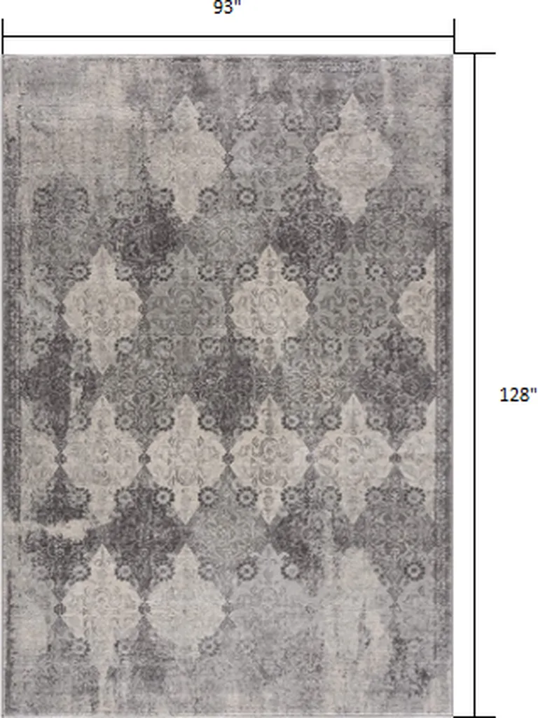 Gray Distressed Trellis Pattern Area Rug Photo 1