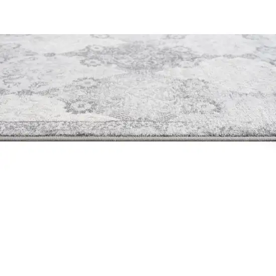 Gray Distressed Trellis Pattern Runner Rug Photo 6