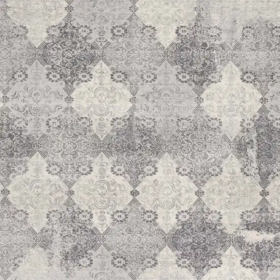 2' X 8' Gray Distressed Trellis Pattern Runner Rug Photo 5