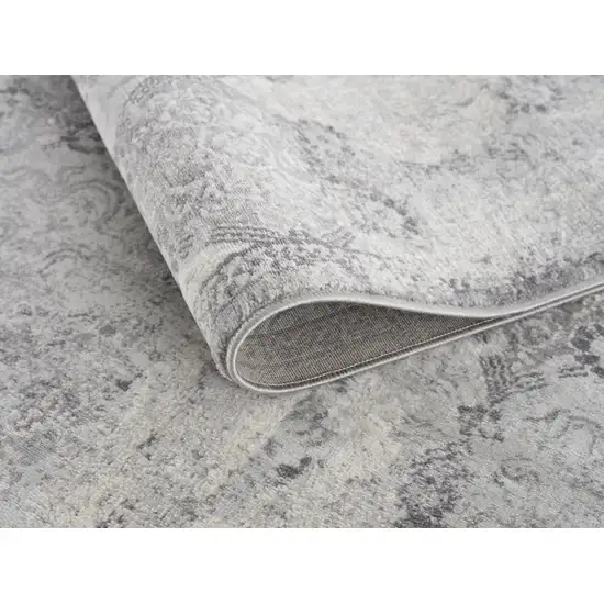 Gray Distressed Trellis Pattern Runner Rug Photo 2