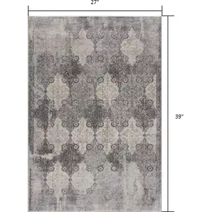 Photo of Gray Distressed Trellis Pattern Scatter Rug