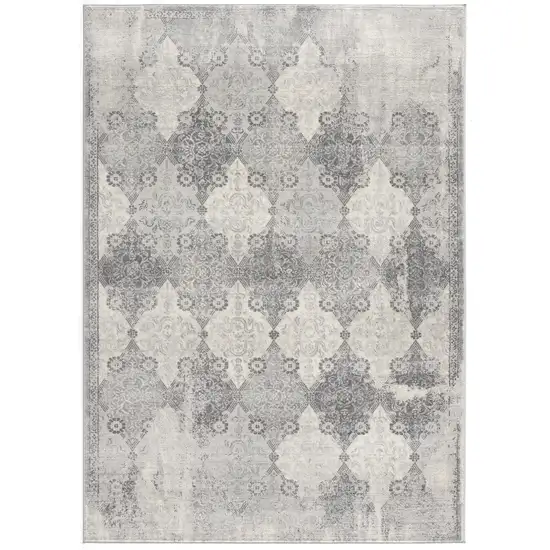 Gray Distressed Trellis Pattern Scatter Rug Photo 4