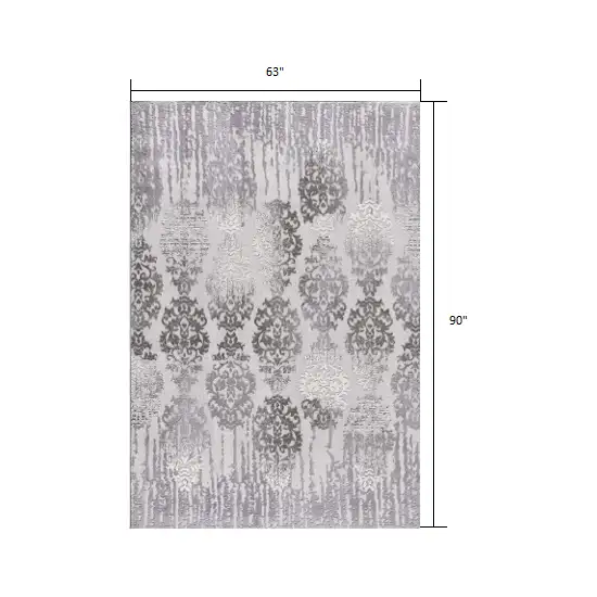 Gray Dripping Damask Area Rug Photo 2